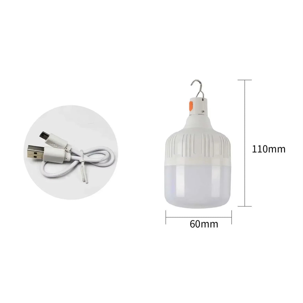 Portable Rechargeable LED Camping Light with Hook Dimmable Tent Lantern Emergency Night Lamp for Hiking Travel Adventure Use