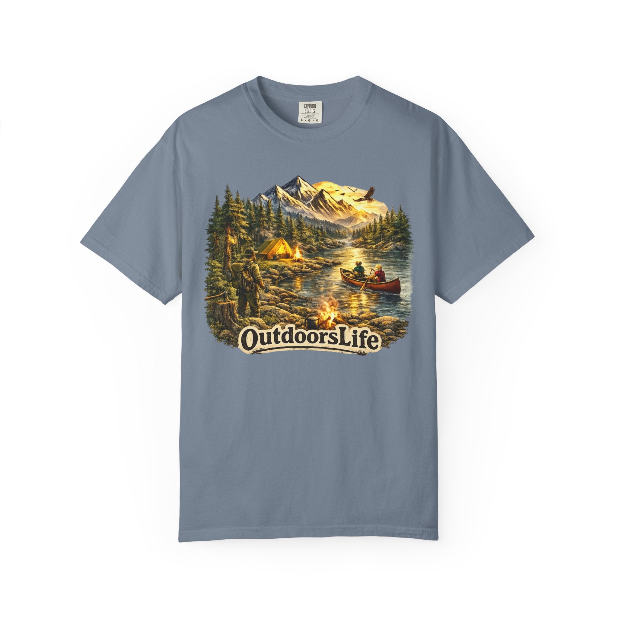 Outdoors Life T-Shirt — Vintage Mountain Camping & Canoe Graphic