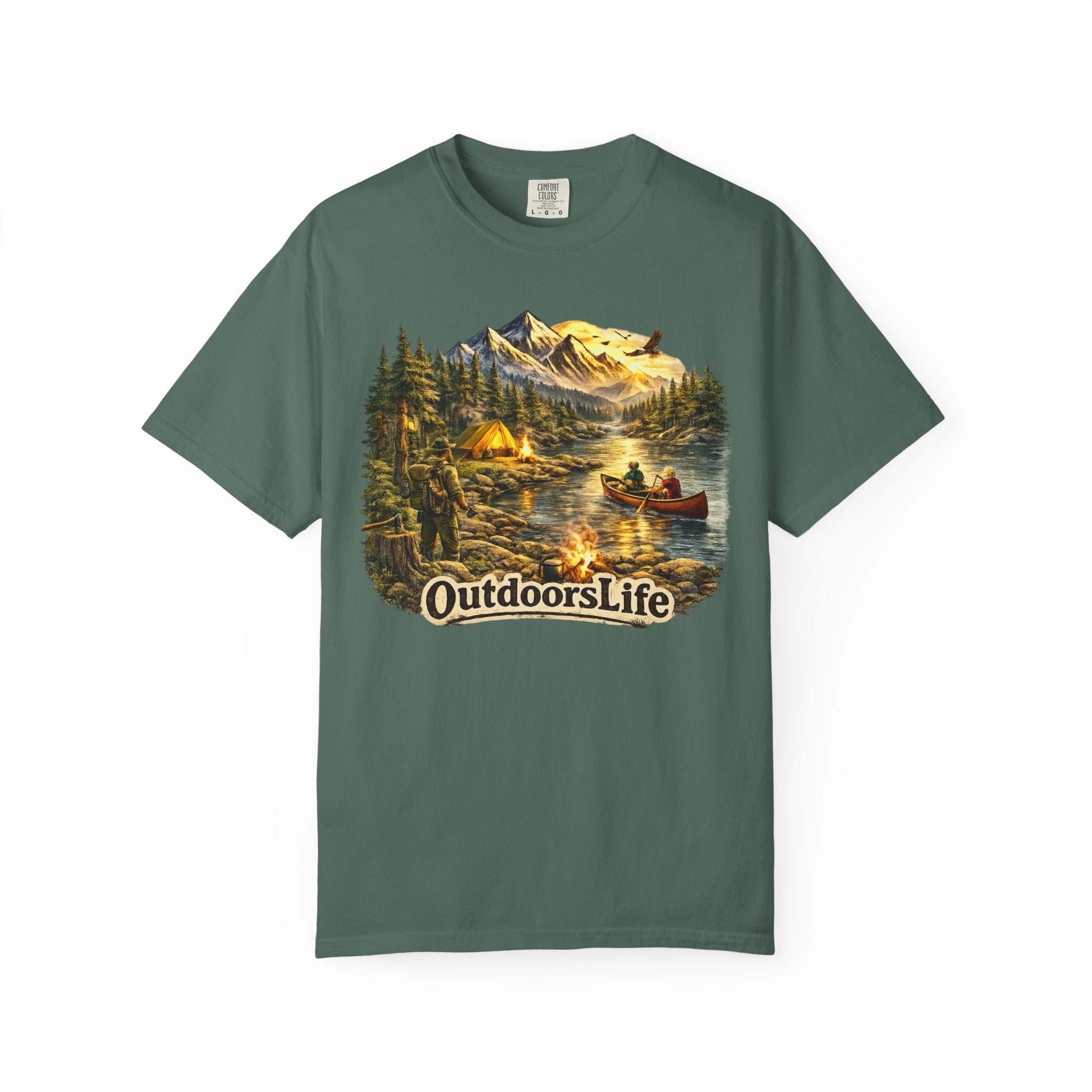 Outdoors Life T-Shirt — Vintage Mountain Camping & Canoe Graphic