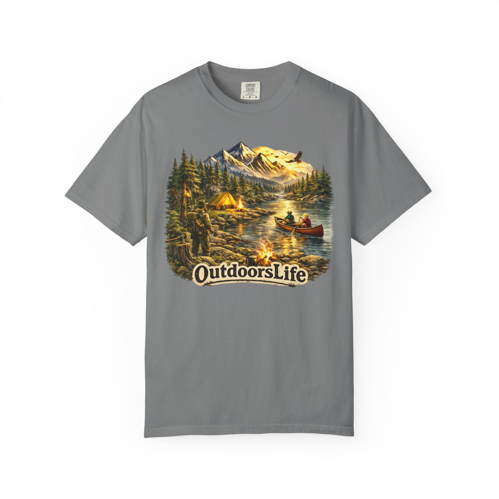 Outdoors Life T-Shirt — Vintage Mountain Camping & Canoe Graphic