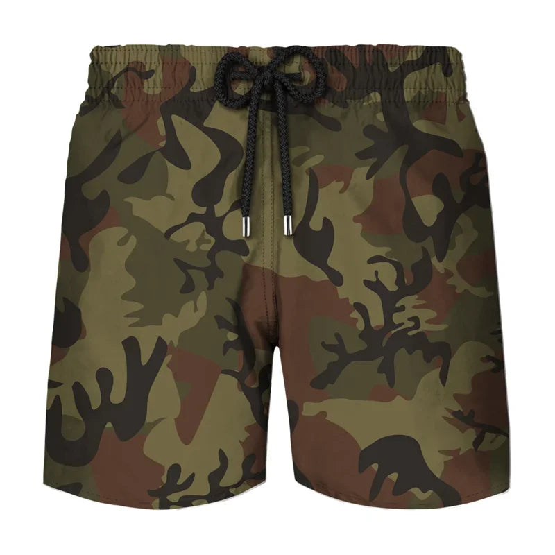 Camouflage Graphic Beach Shorts Men 3D Camo