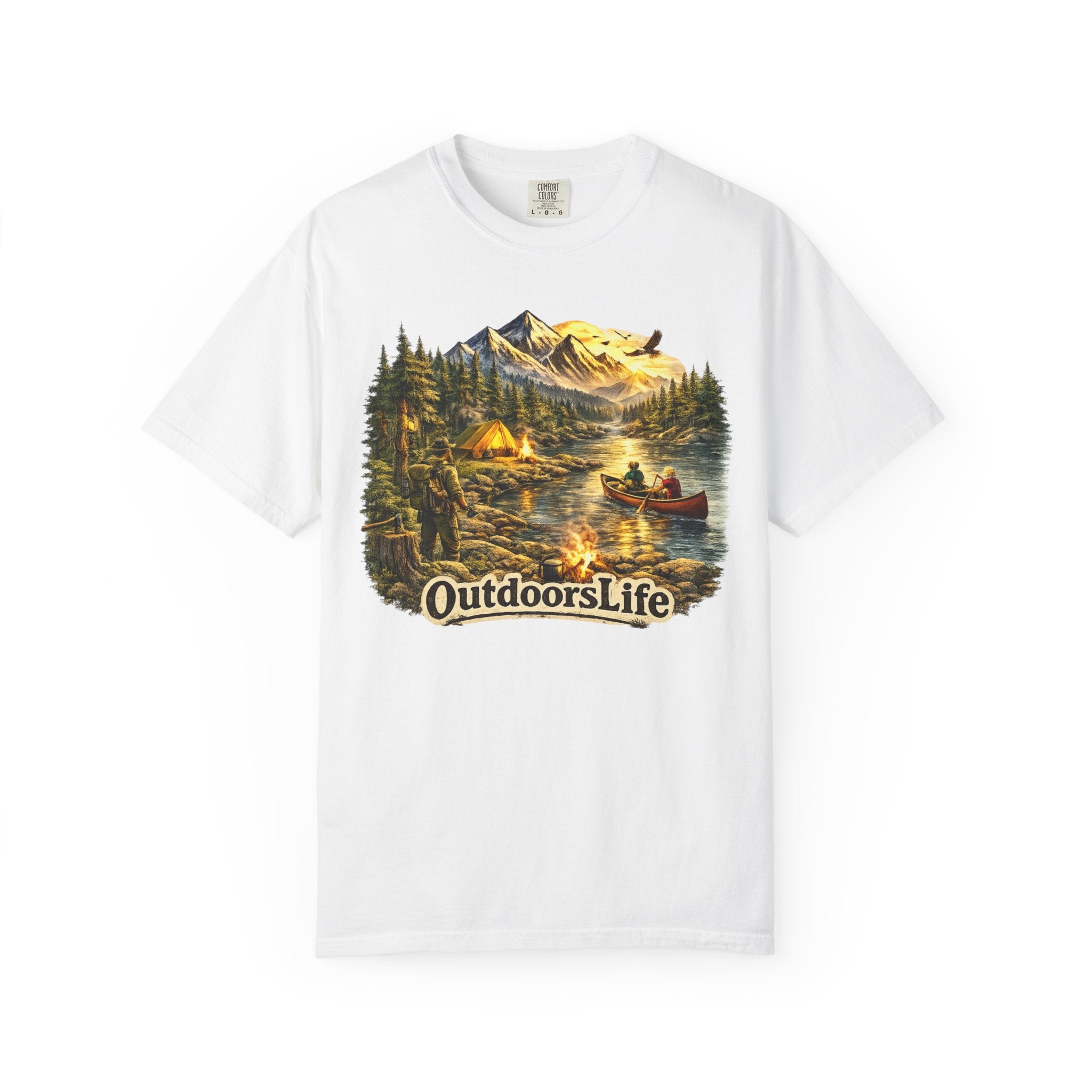 Outdoors Life T-Shirt — Vintage Mountain Camping & Canoe Graphic