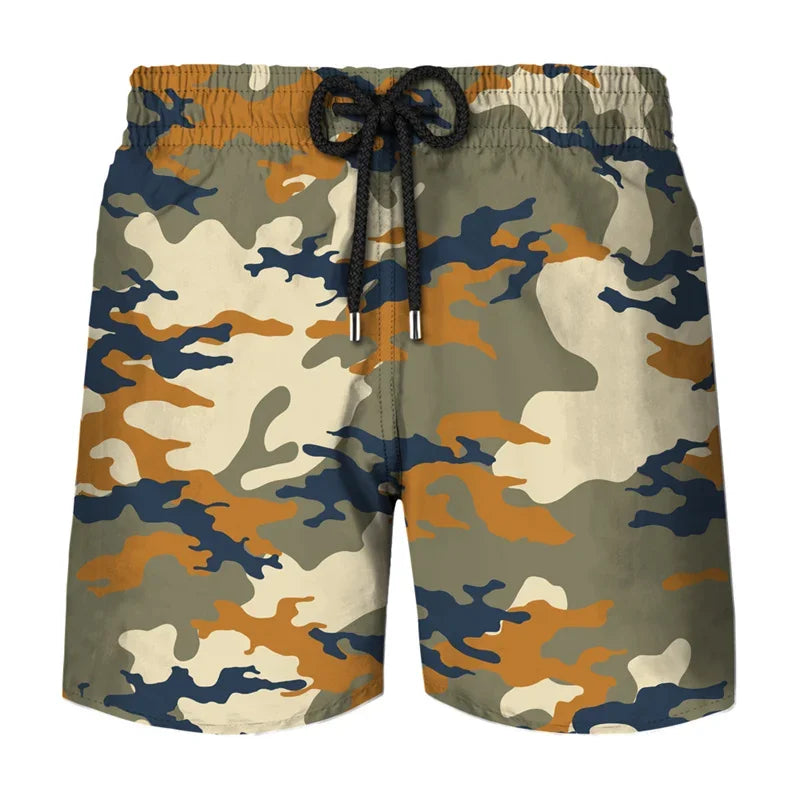 Camouflage Graphic Beach Shorts Men 3D Camo
