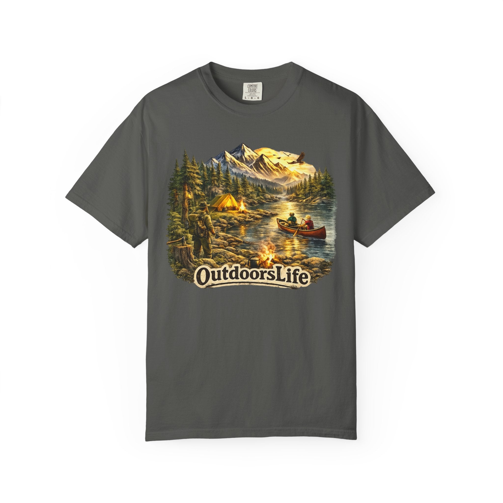 Outdoors Life T-Shirt — Vintage Mountain Camping & Canoe Graphic