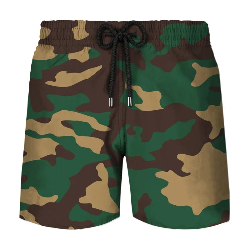Camouflage Graphic Beach Shorts Men 3D Camo