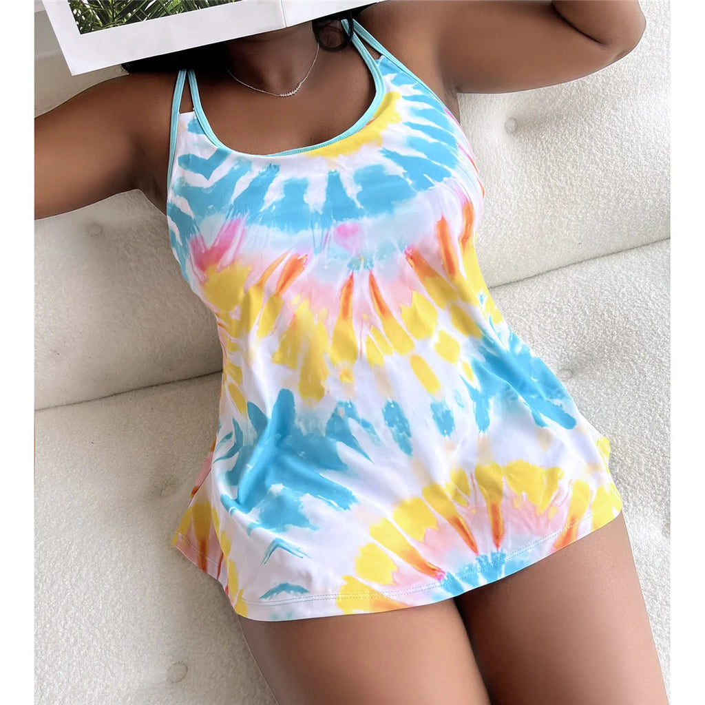 0XL - 4XL New Tie Dye Bikini Plus Size Large Size Swimwear Women Swimsuit Female Two-pieces Bikini set Bather Bathing Suit V4988