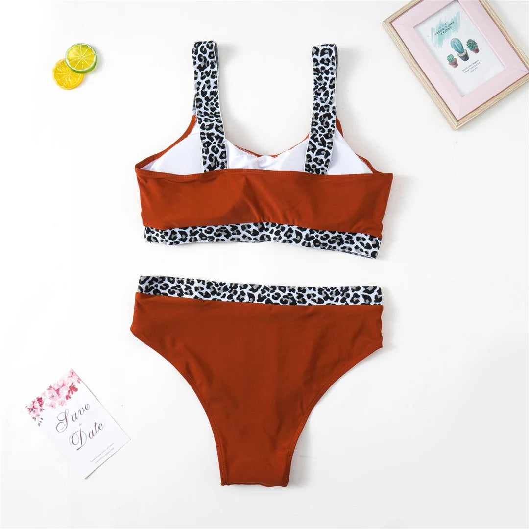 Color-Block Plus Size Bikini Set