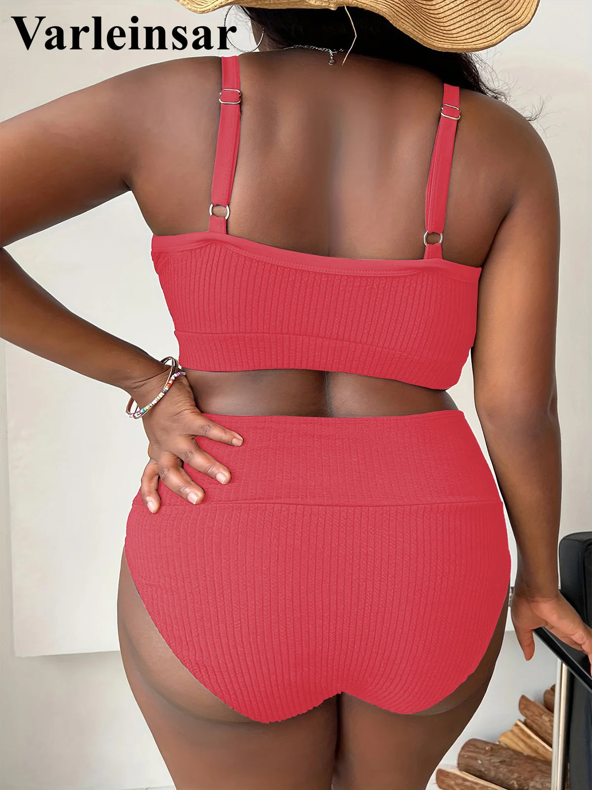 Ribbed Plus Size Bikini Set (V4982)