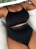 Ribbed Plus Size Bikini Set (V4987)