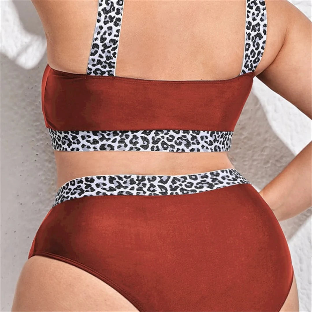 Color-Block Plus Size Bikini Set