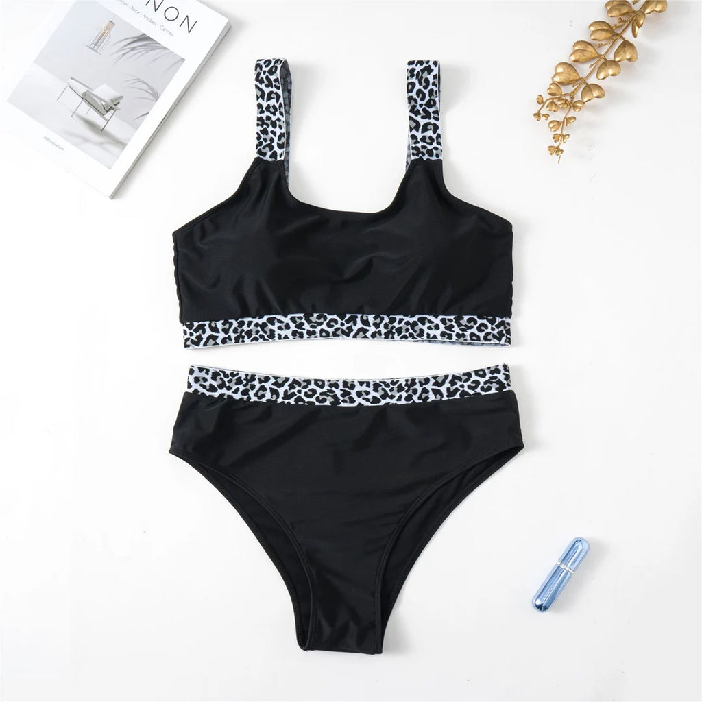 Color-Block Plus Size Bikini Set