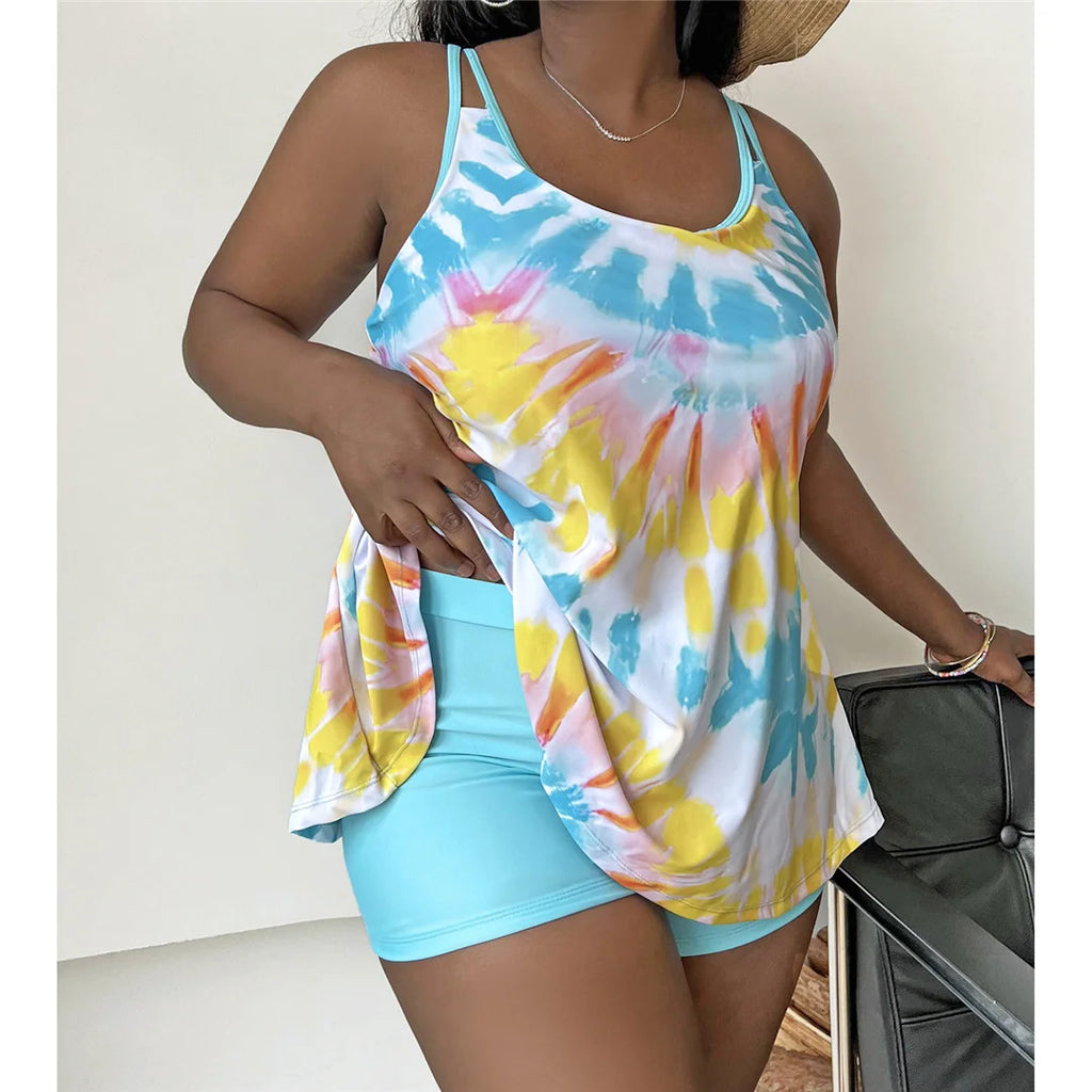 0XL - 4XL New Tie Dye Bikini Plus Size Large Size Swimwear Women Swimsuit Female Two-pieces Bikini set Bather Bathing Suit V4988
