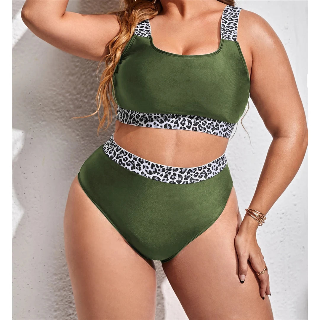 Color-Block Plus Size Bikini Set