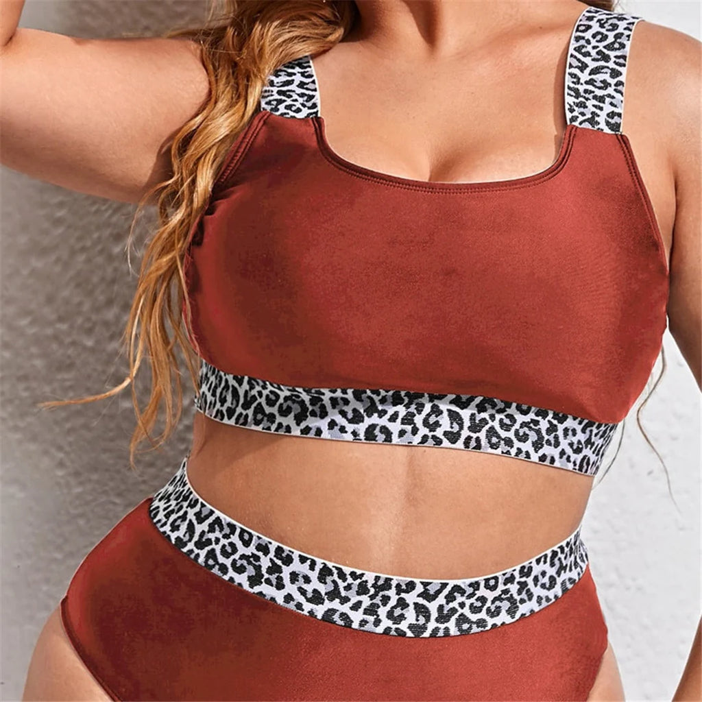 Color-Block Plus Size Bikini Set
