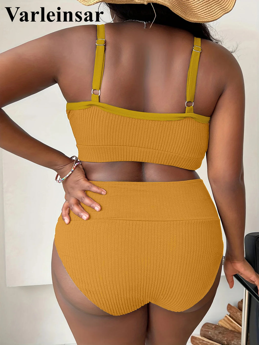 Ribbed Plus Size Bikini Set (V4982)