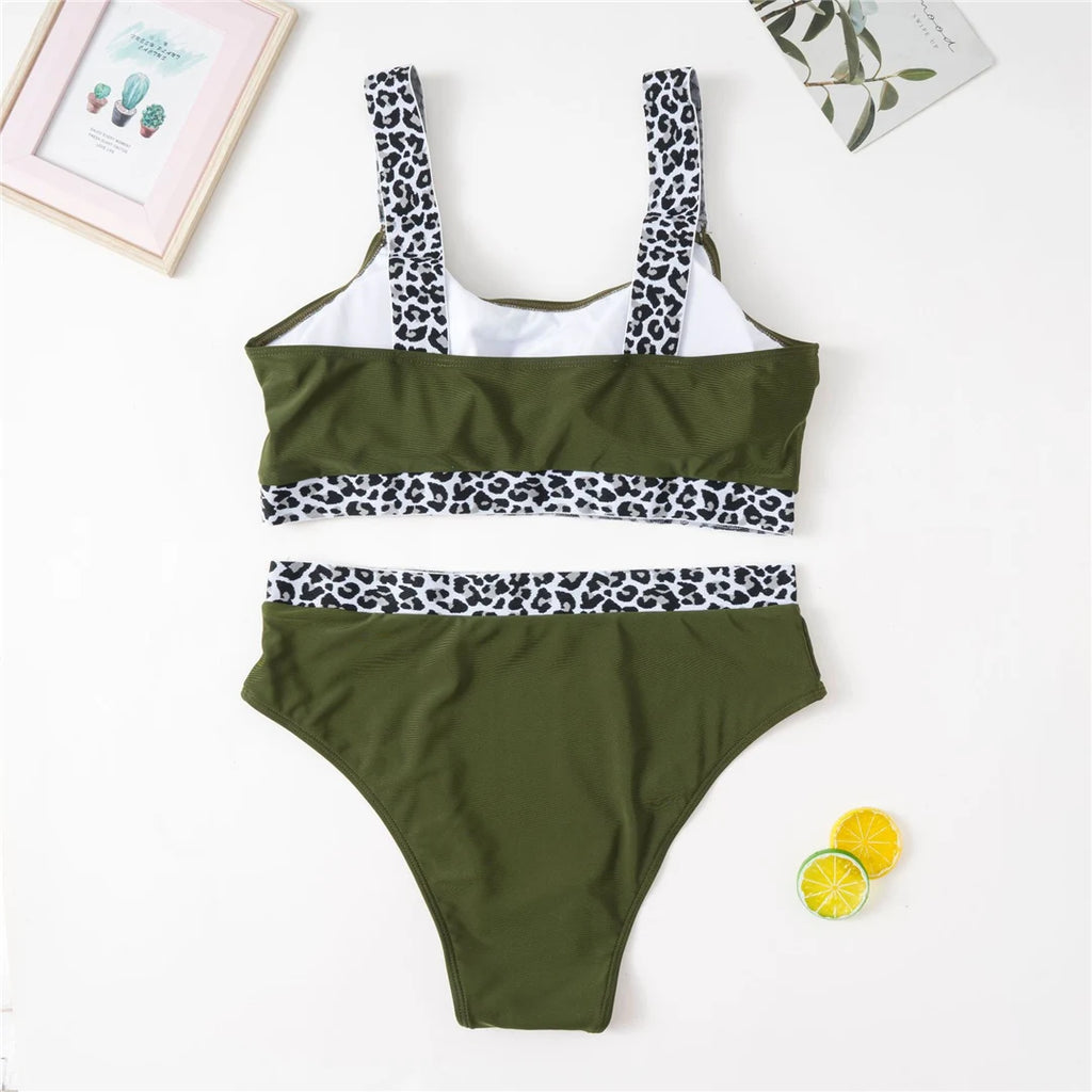 Color-Block Plus Size Bikini Set