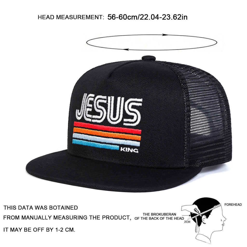Unisex JESUS Letter Embroidery Hip-hop Net Hats Spring Summer Outdoor Adjustable Casual Baseball Caps Sunscreen Hat Sports Cap