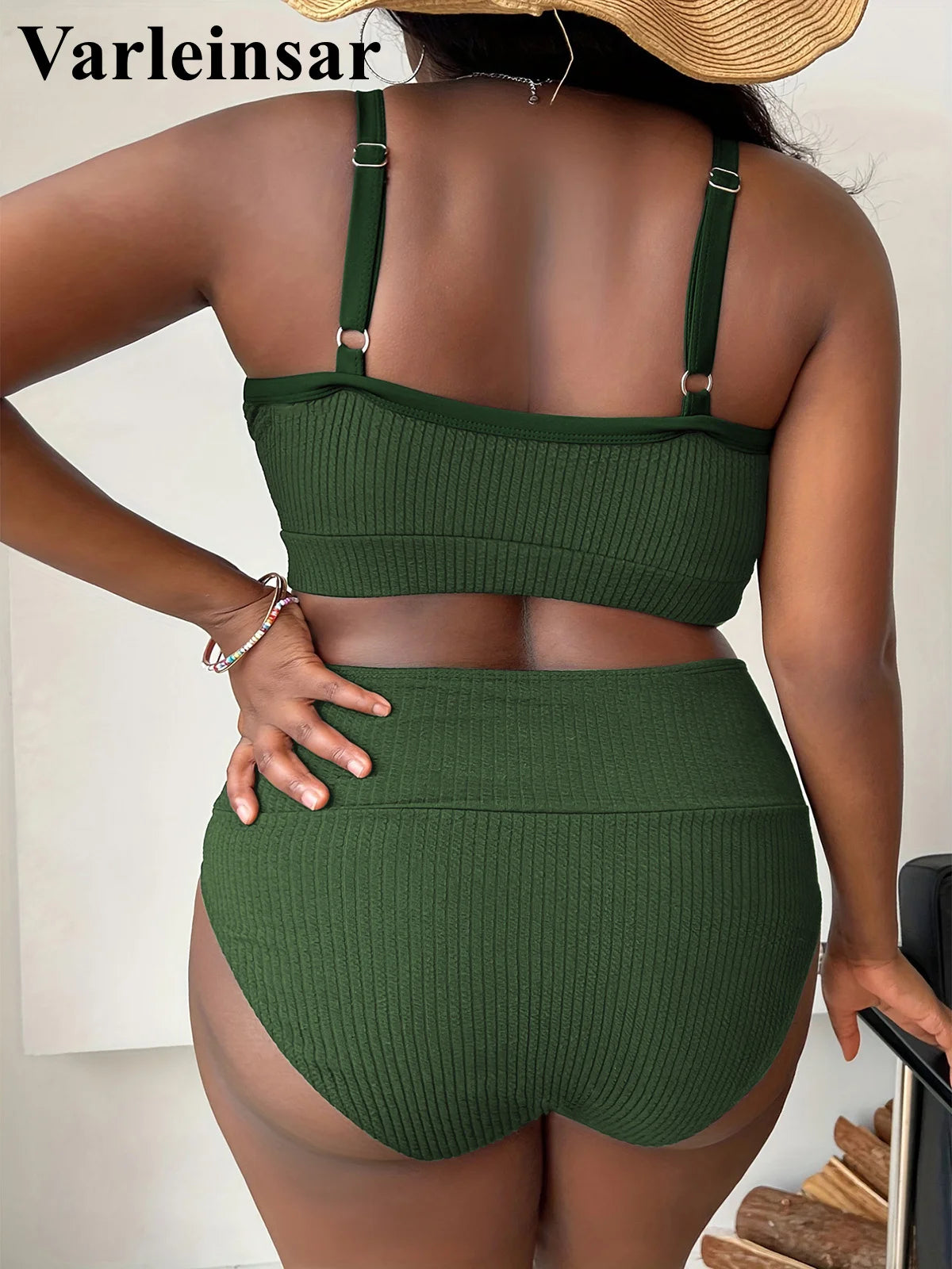 Ribbed Plus Size Bikini Set (V4982)