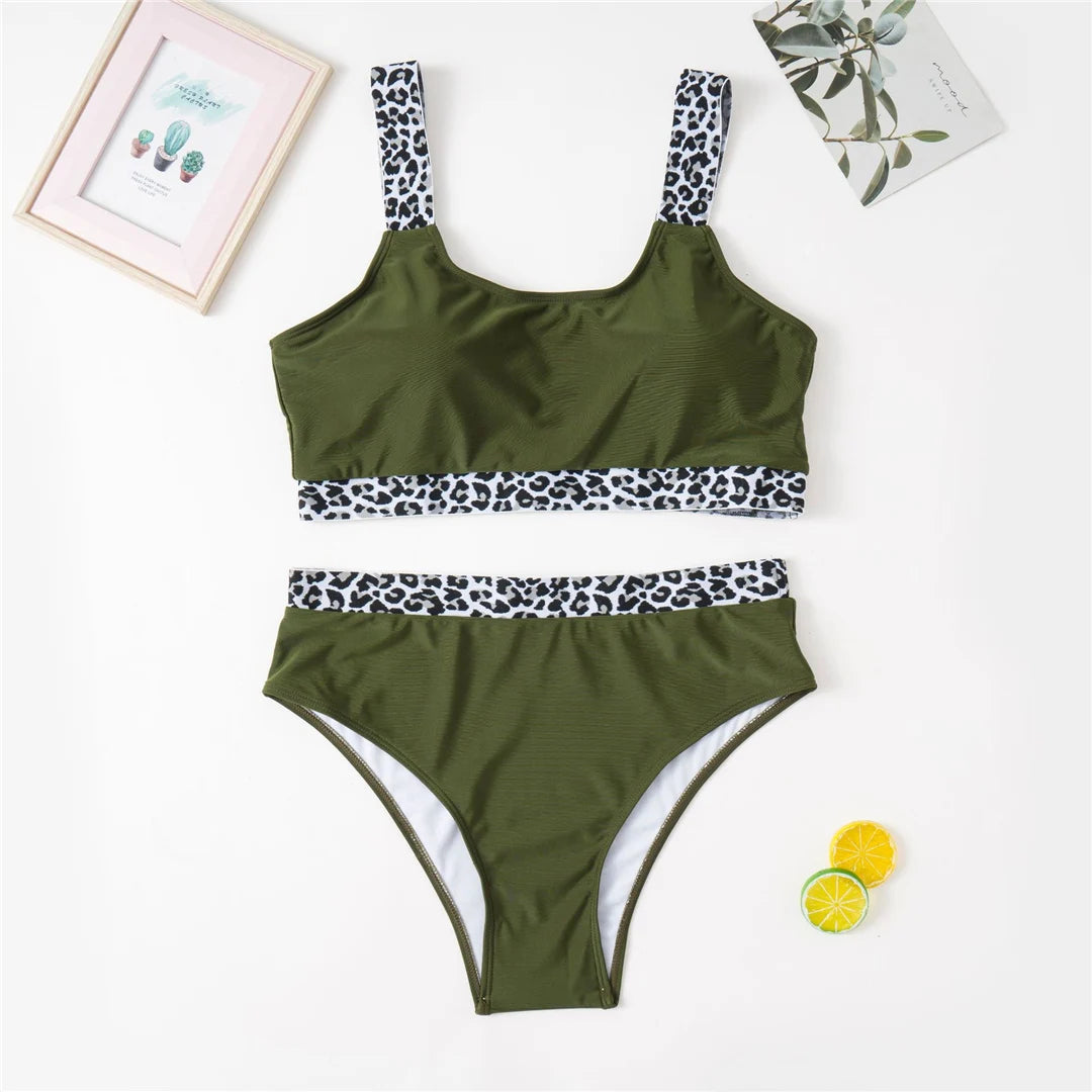 Color-Block Plus Size Bikini Set