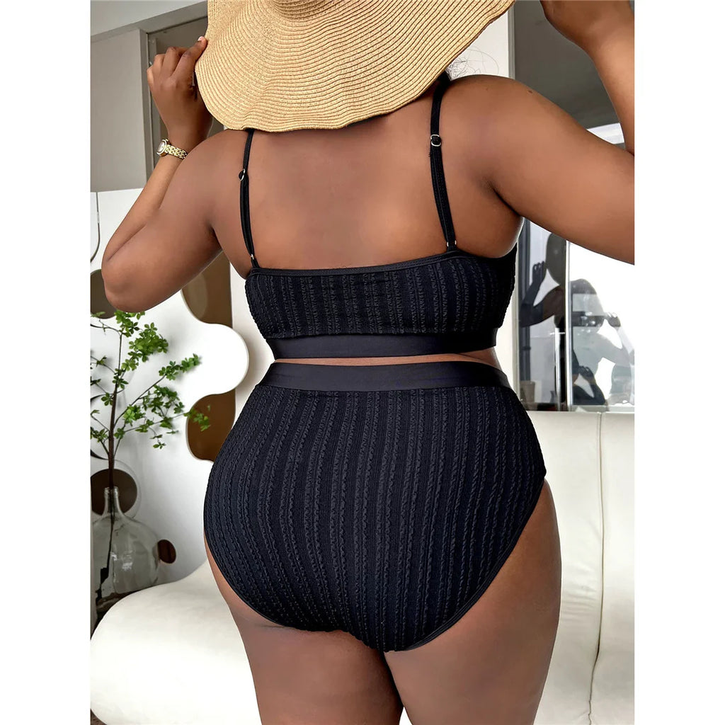 Ribbed Plus Size Bikini Set (V4987)