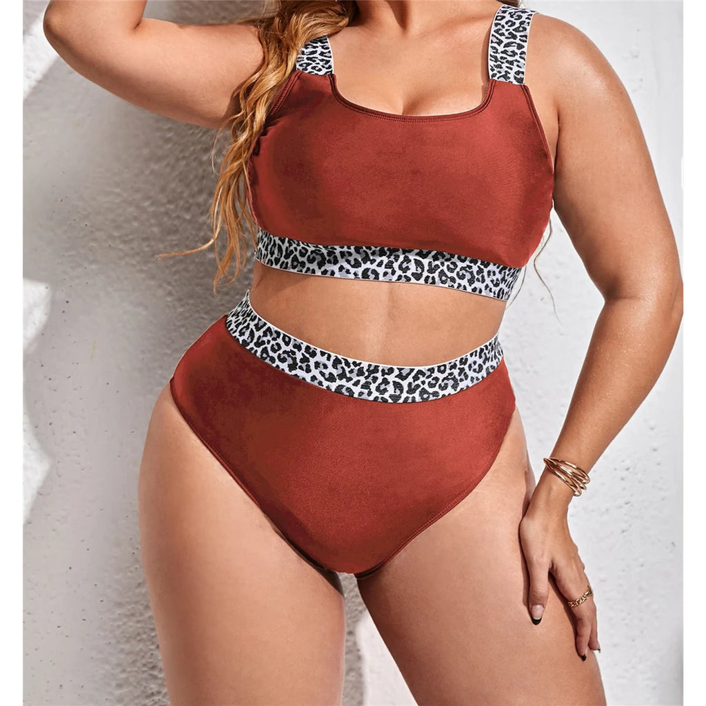 Color-Block Plus Size Bikini Set