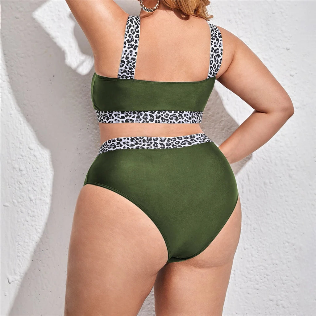 Color-Block Plus Size Bikini Set