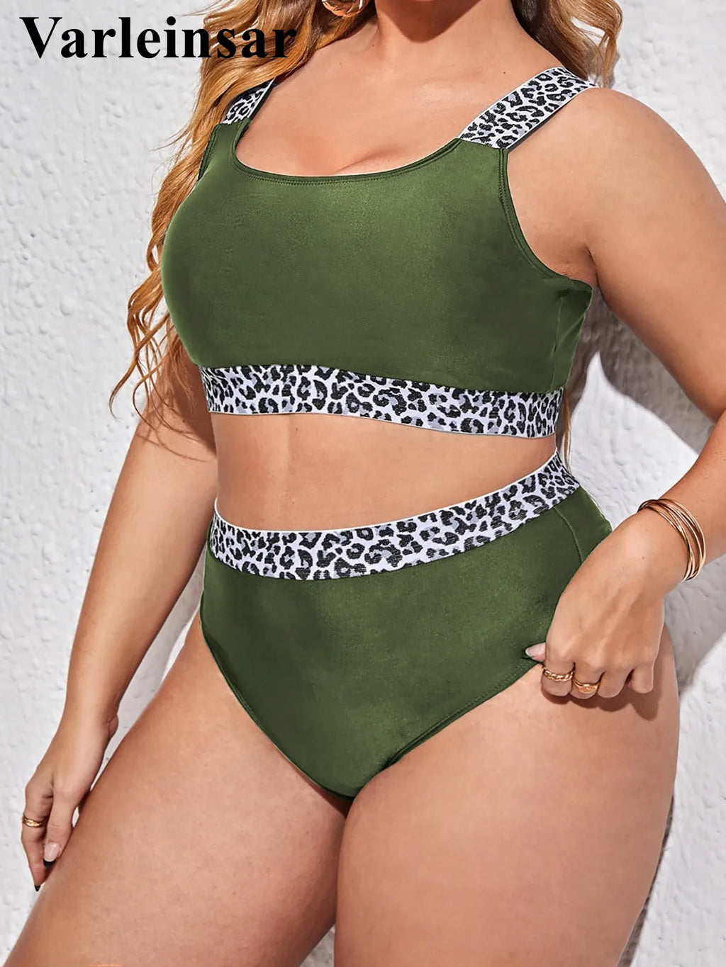 Color-Block Plus Size Bikini Set