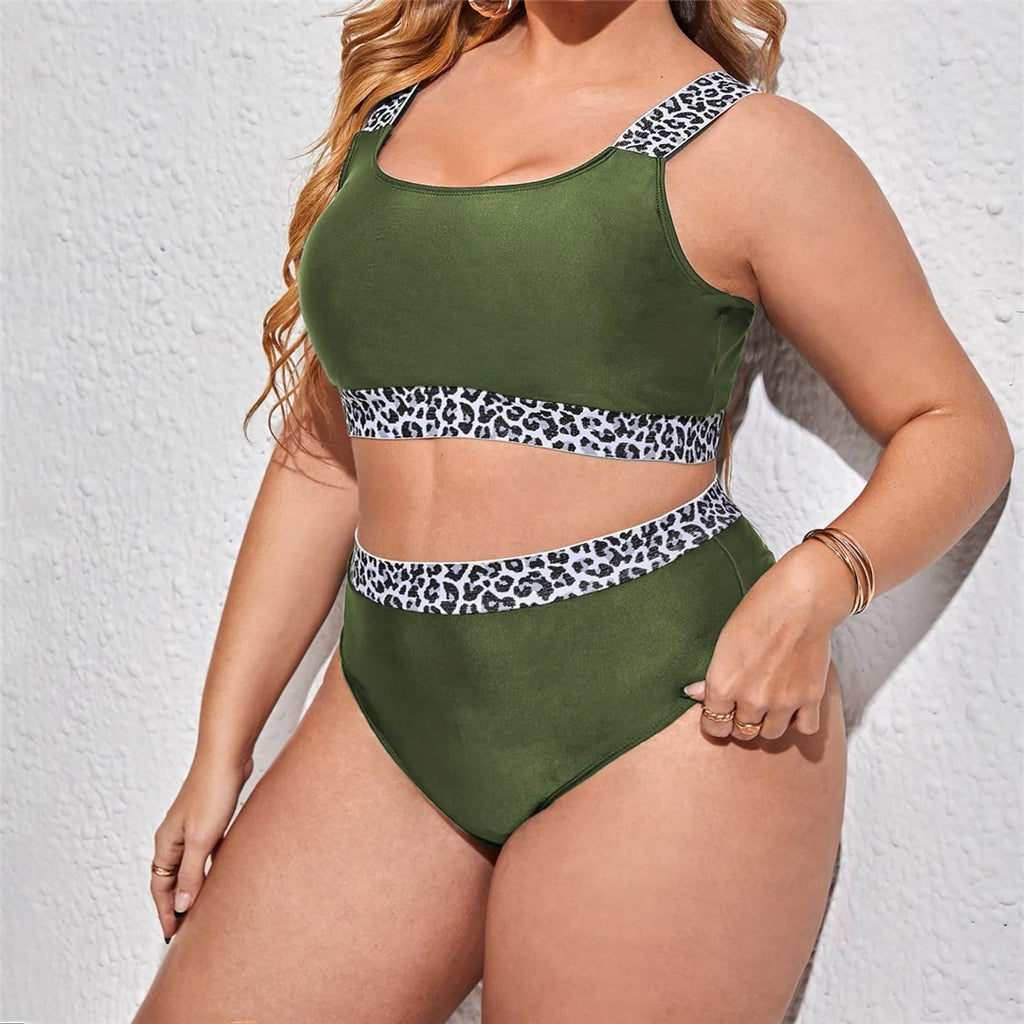 Color-Block Plus Size Bikini Set