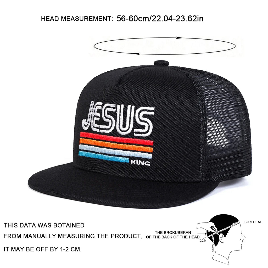 Unisex JESUS Letter Embroidery Hip-hop Net Hats Spring Summer Outdoor Adjustable Casual Baseball Caps Sunscreen Hat Sports Cap
