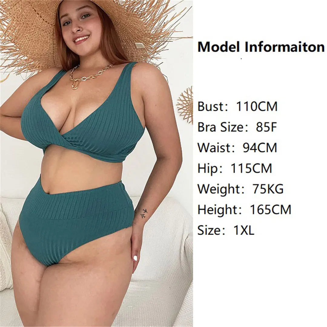 0XL - 4XL New Tie Dye Bikini Plus Size Large Size Swimwear Women Swimsuit Female Two-pieces Bikini set Bather Bathing Suit V4988