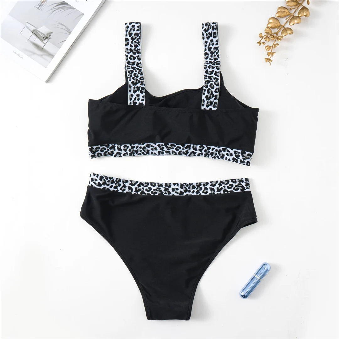 Color-Block Plus Size Bikini Set