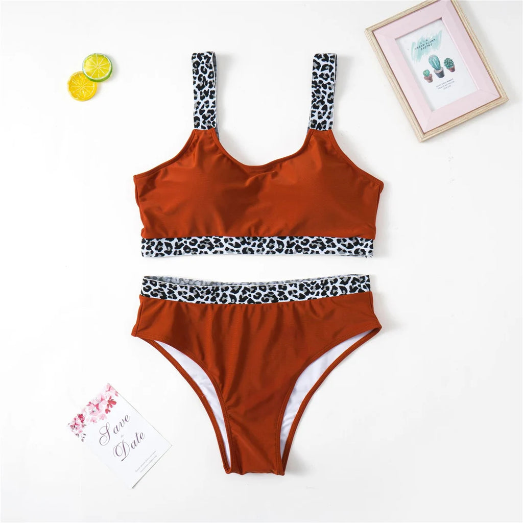 Color-Block Plus Size Bikini Set
