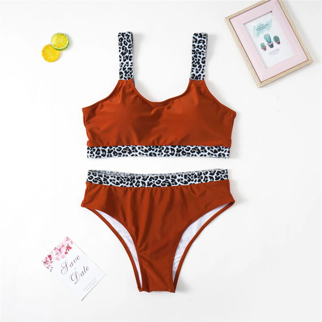 Color-Block Plus Size Bikini Set