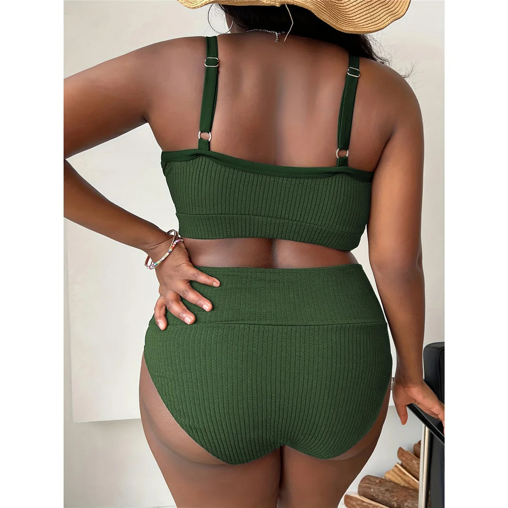 Ribbed Plus Size Bikini Set (V4982)