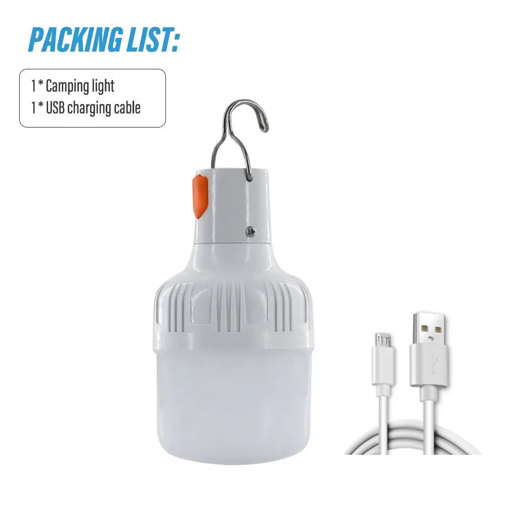 Portable Rechargeable LED Camping Light with Hook Dimmable Tent Lantern USB Charging Outdoor Emergency Multifunctional LED Lamp