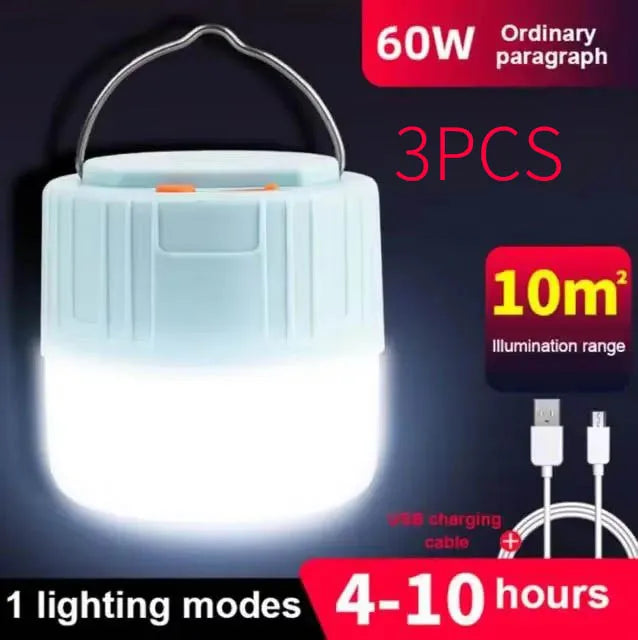 Outdoor Solar LED Camping Lights USB Rechargeable Tent Portable Lanterns Emergency Lights For Fishing Barbecue Camping Lighting