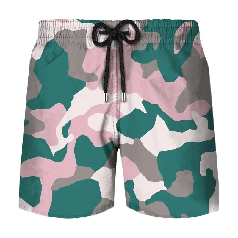 Camouflage Graphic Beach Shorts Men 3D Camo